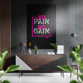 No Pain, No Gain Brushed Aluminium Dibond Wall Art.